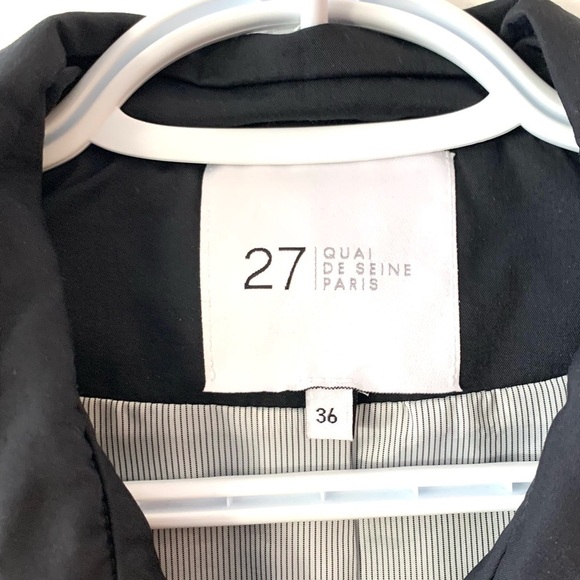 27 QUAI DE SEINE PARIS Black Cropped Trench Style Jacket - Picture 4 of 6